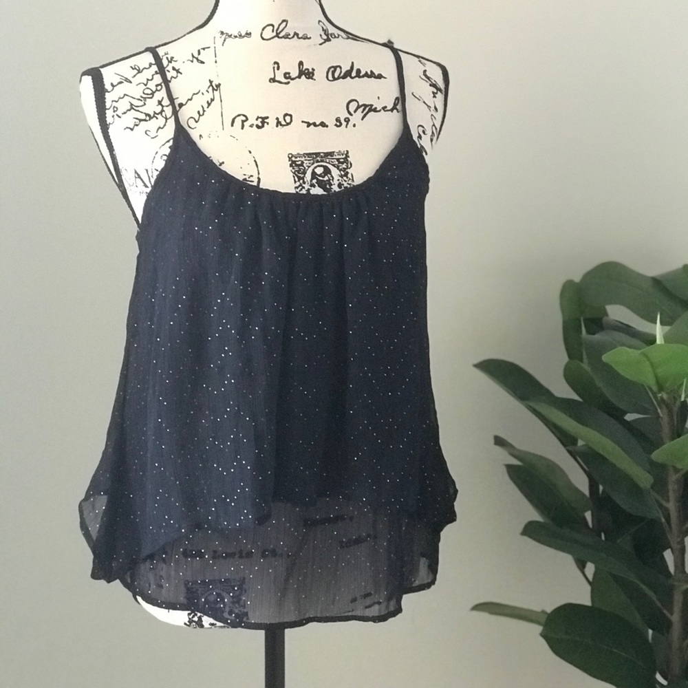 Xhilaration Blue Blouse with Gold Speckles, medium